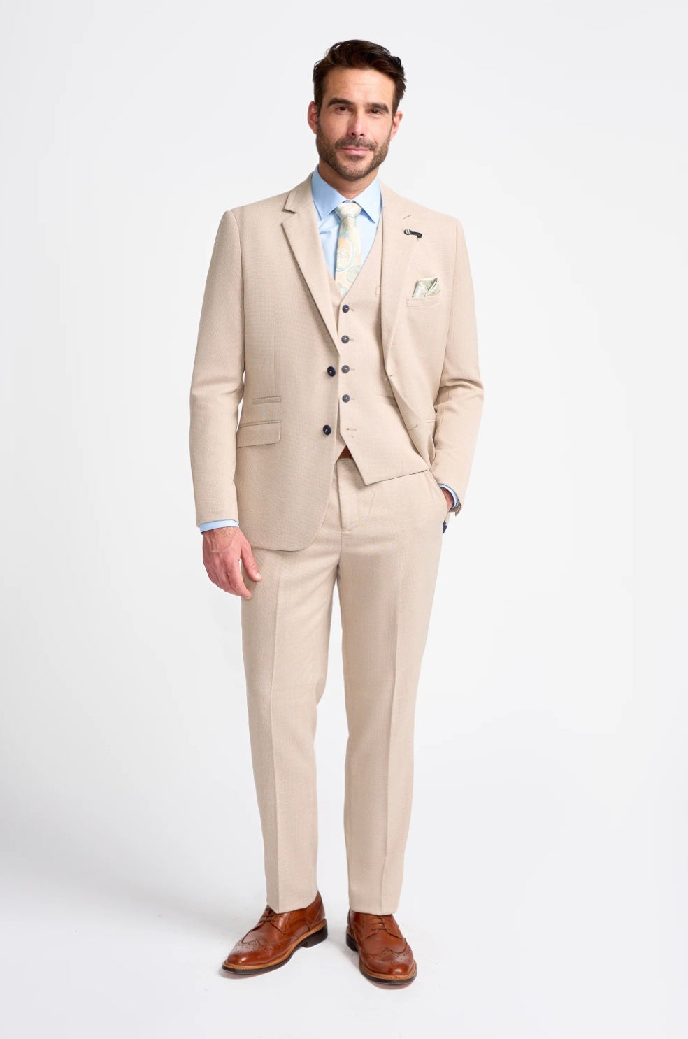 Miami Beige Three-Piece Suit