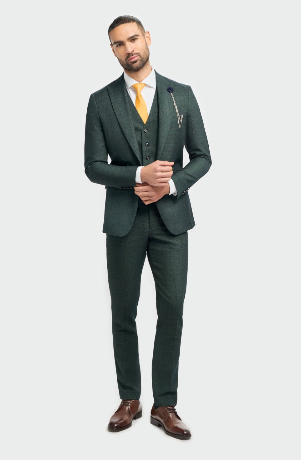 Caridi Olive Three-Piece Suit