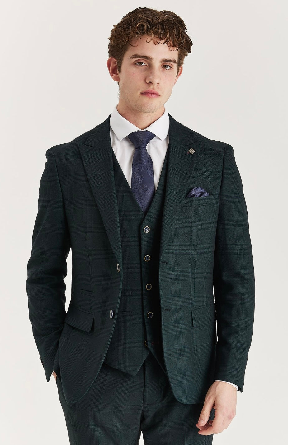 Jasper Green Check Three-Piece Suit