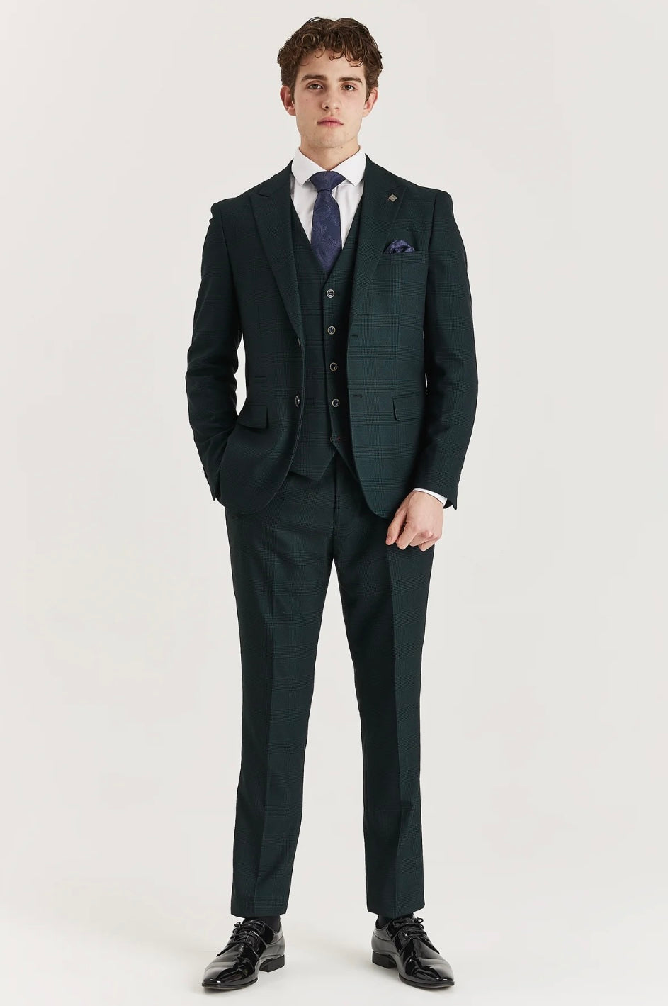 Jasper Green Check Three-Piece Suit