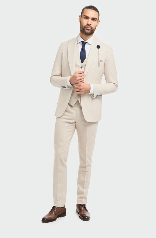Caridi Beige Three-Piece Suit