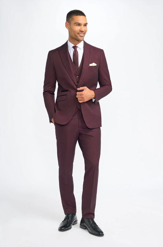 Caridi Wine Three-Piece Suit