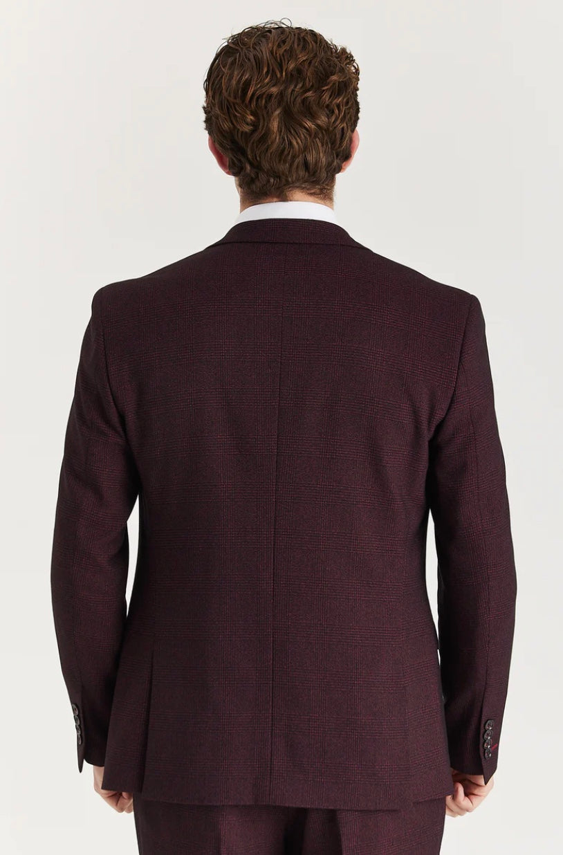 Regent Wine Check Three Piece Suit