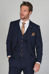 Mayfair Navy Textured Three Piece Suit